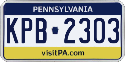 PA license plate KPB2303