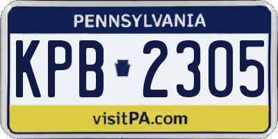 PA license plate KPB2305