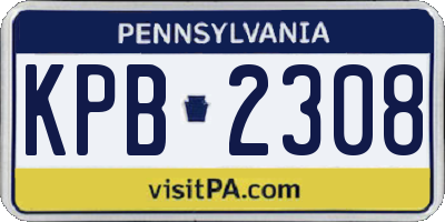 PA license plate KPB2308