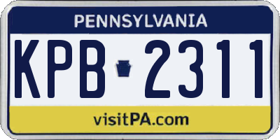 PA license plate KPB2311
