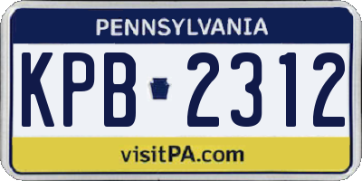 PA license plate KPB2312