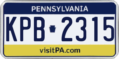 PA license plate KPB2315