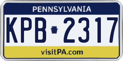 PA license plate KPB2317