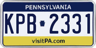 PA license plate KPB2331