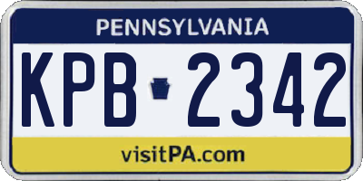 PA license plate KPB2342