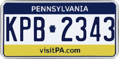 PA license plate KPB2343