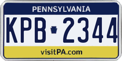 PA license plate KPB2344