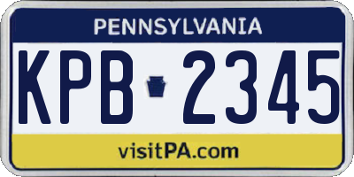 PA license plate KPB2345
