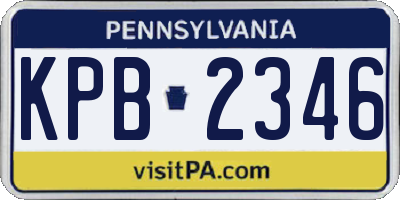 PA license plate KPB2346