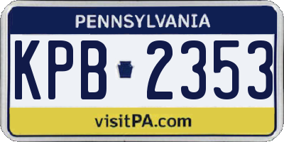 PA license plate KPB2353