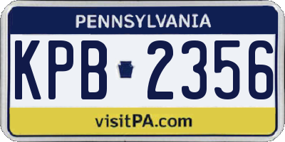 PA license plate KPB2356