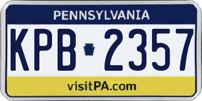 PA license plate KPB2357