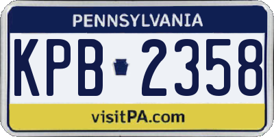PA license plate KPB2358