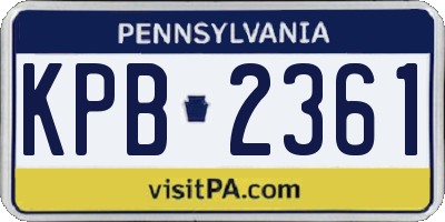 PA license plate KPB2361