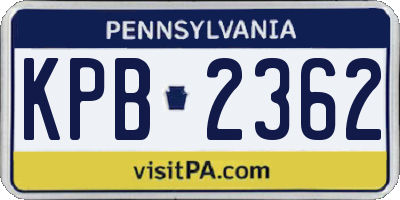 PA license plate KPB2362