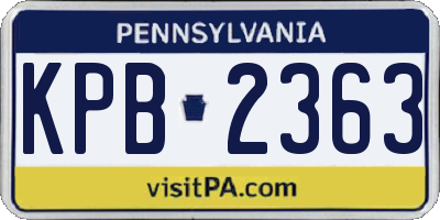 PA license plate KPB2363
