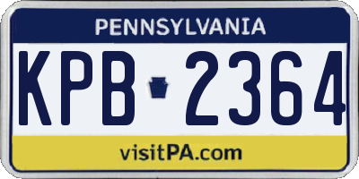 PA license plate KPB2364