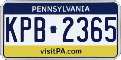 PA license plate KPB2365