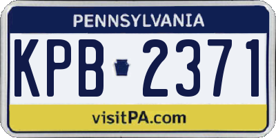PA license plate KPB2371