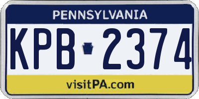 PA license plate KPB2374