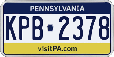 PA license plate KPB2378