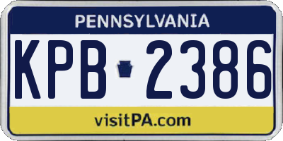 PA license plate KPB2386
