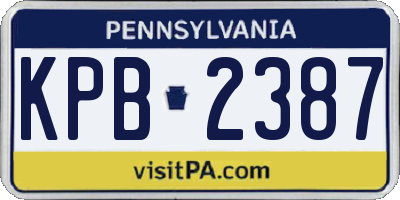 PA license plate KPB2387
