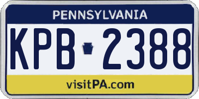 PA license plate KPB2388