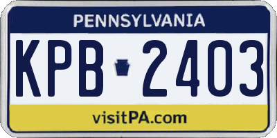 PA license plate KPB2403