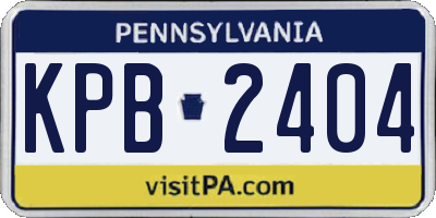 PA license plate KPB2404