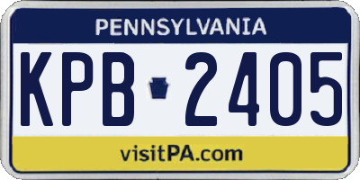 PA license plate KPB2405