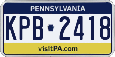 PA license plate KPB2418
