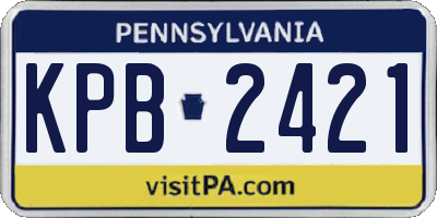 PA license plate KPB2421
