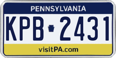 PA license plate KPB2431