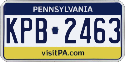 PA license plate KPB2463