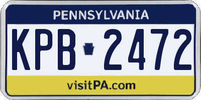 PA license plate KPB2472