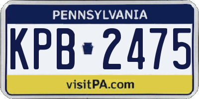 PA license plate KPB2475