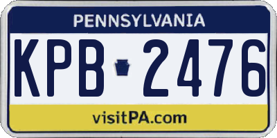 PA license plate KPB2476