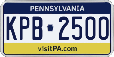 PA license plate KPB2500