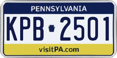 PA license plate KPB2501
