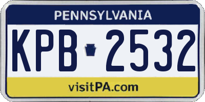 PA license plate KPB2532