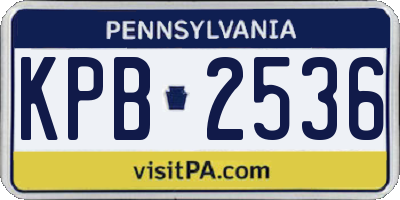PA license plate KPB2536