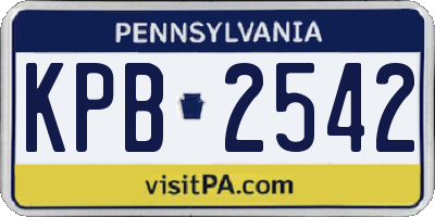 PA license plate KPB2542