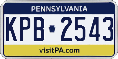 PA license plate KPB2543