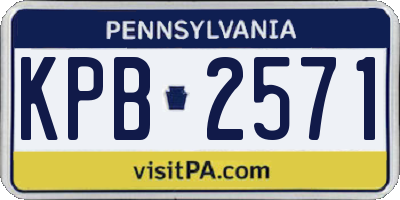 PA license plate KPB2571