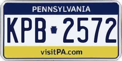 PA license plate KPB2572