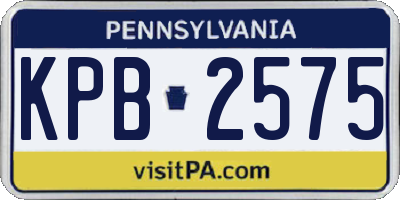 PA license plate KPB2575