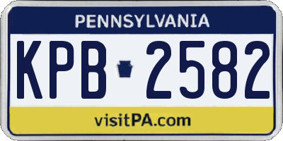 PA license plate KPB2582