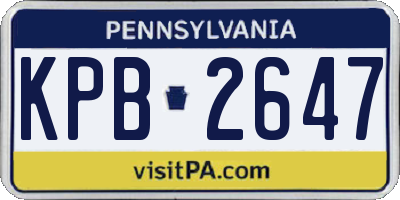 PA license plate KPB2647