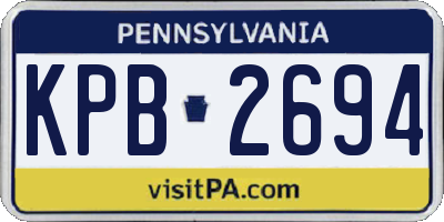 PA license plate KPB2694